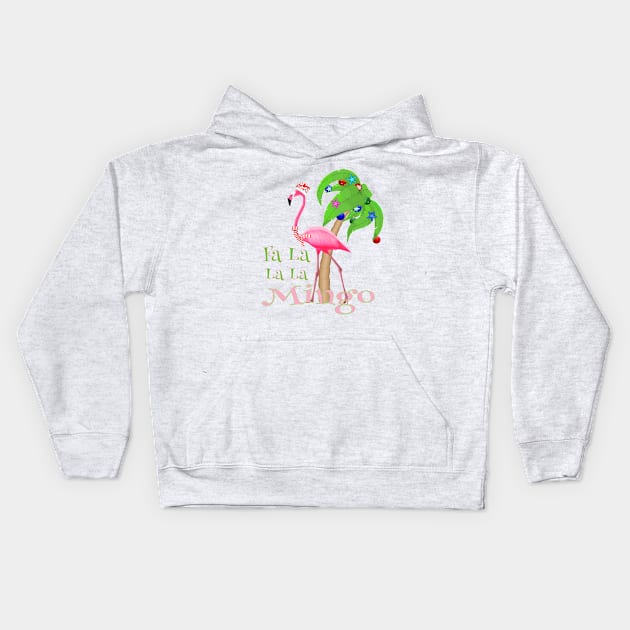 Fa La La La Mingo Pink Flamingo Tropical Christmas Kids Hoodie by macdonaldcreativestudios